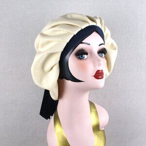 Vintage Hat Oversize Beret Navy Blue White Wool 1960 Mr. Frederick's Young Modes